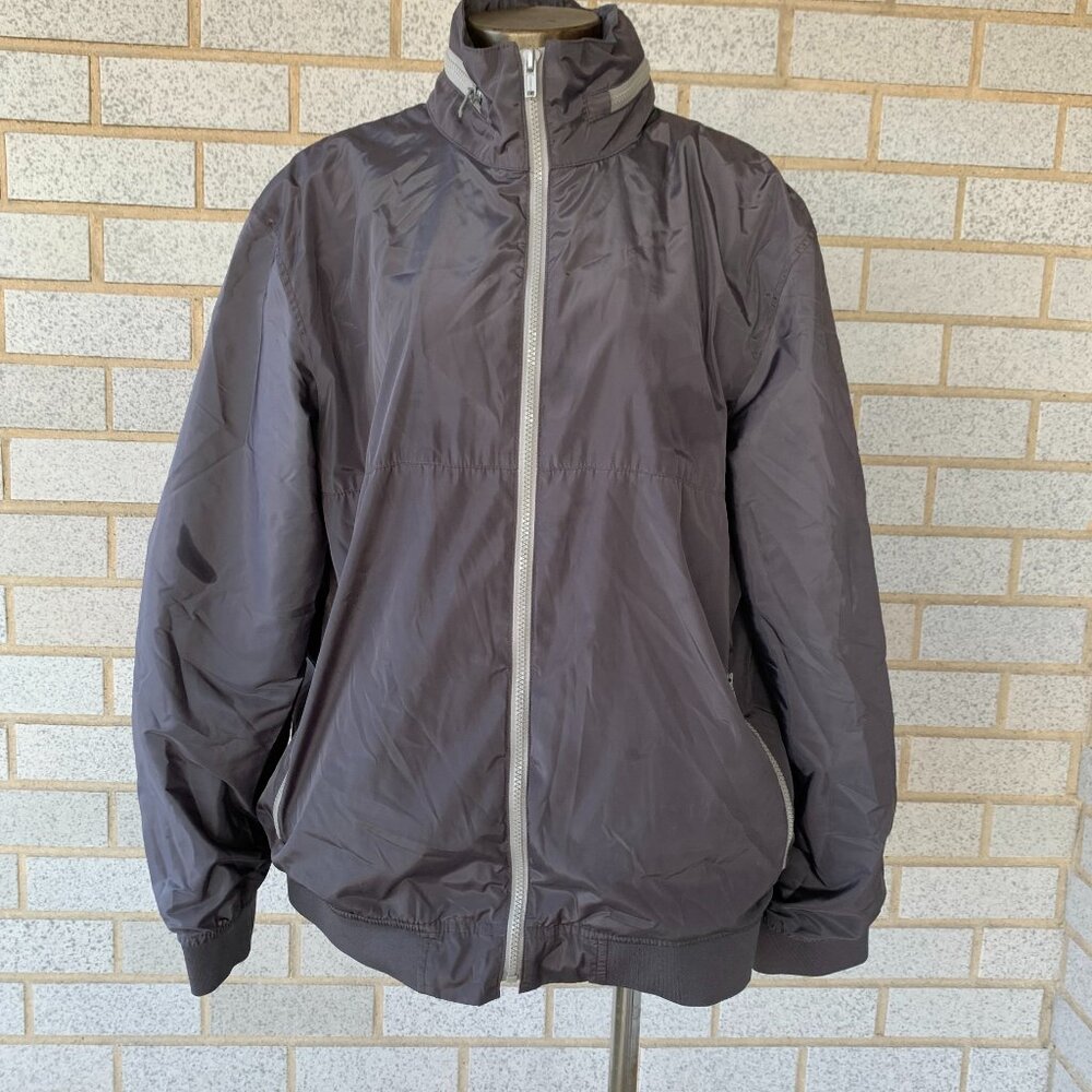 GAP MENS GRAY METALLIC JACKET NYLON ANORAK SMOCKED PEARL 303028 SIZE L